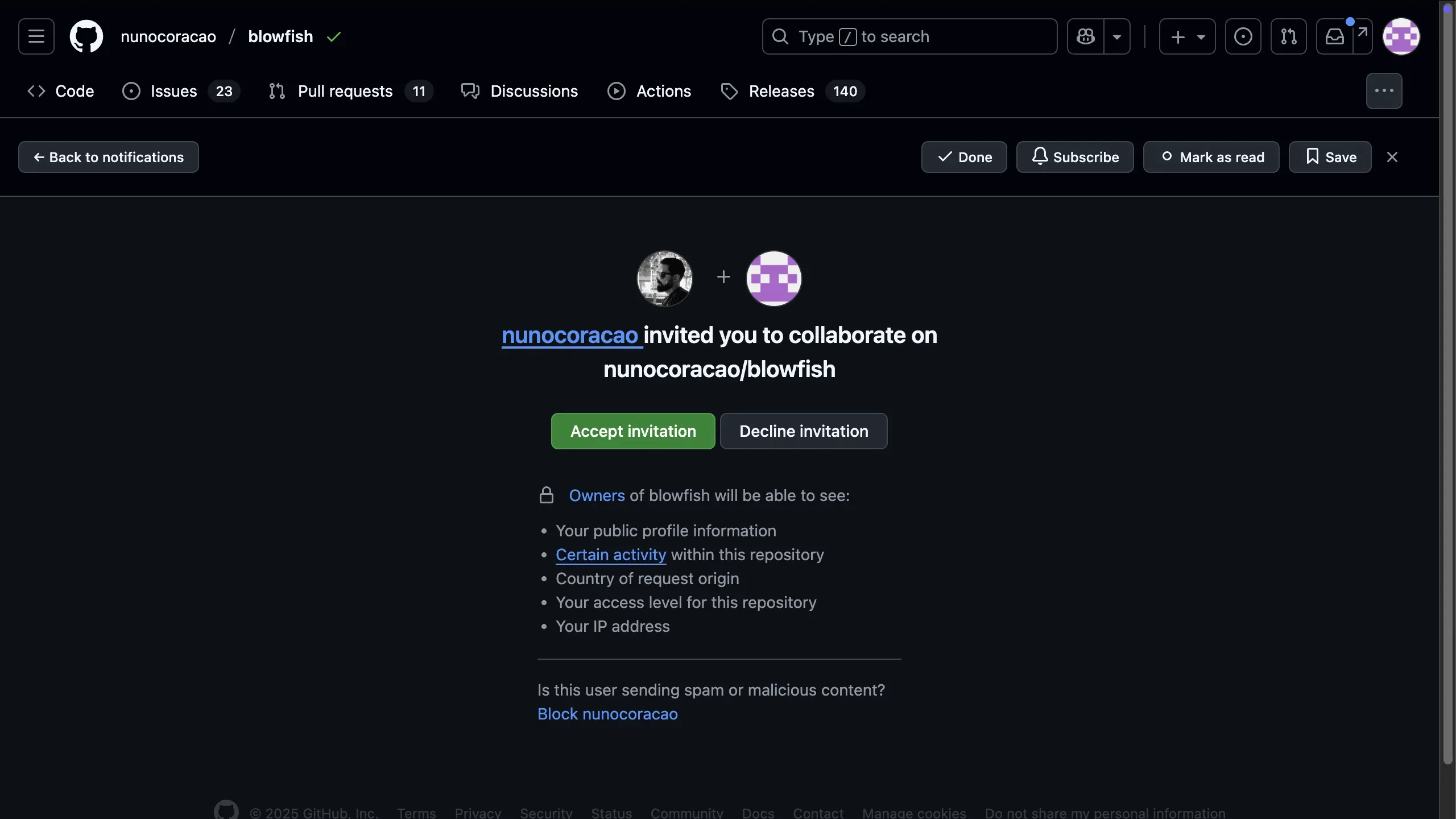 invitation screenshot
